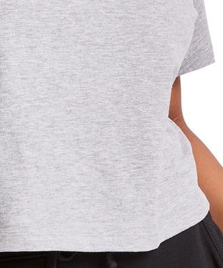 Camiseta feminina Champion Cropped Logo Cinza