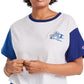 Camiseta cropped feminina Champion Colorblocked, branca, tamanho XX-G