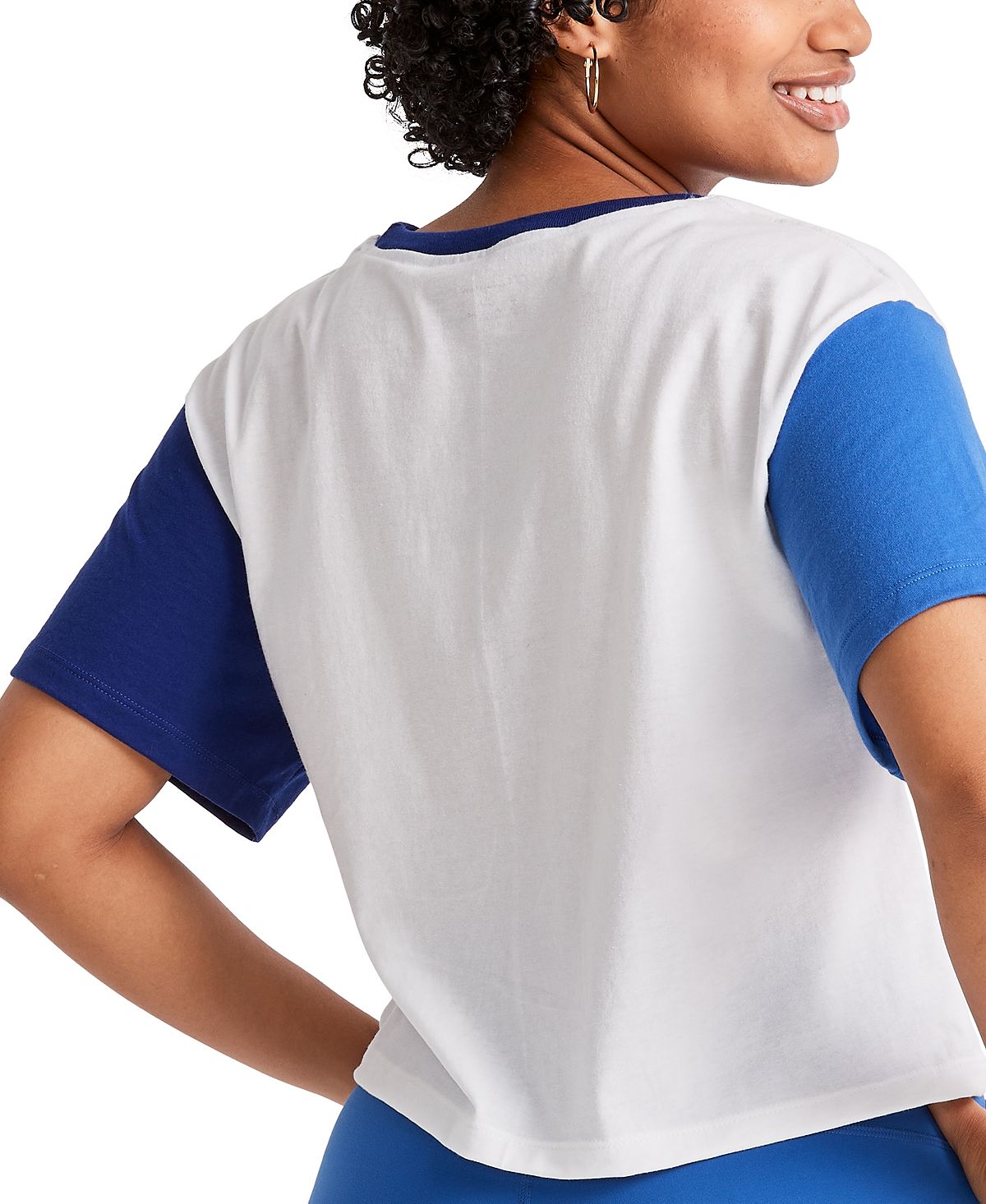 Camiseta cropped feminina Champion Colorblocked, branca, tamanho XX-G
