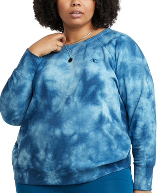 Moletom feminino Champion Fleece Ombre Dyed Crewneck Azul Tamanho 3X