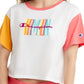 Camiseta cropped feminina Champion Colorblocked, branca, tamanho X-S