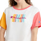 Camiseta cropped feminina Champion Colorblocked, branca, tamanho X-S