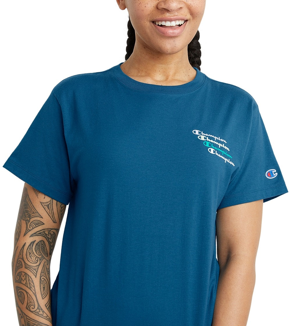 Camiseta Champion Feminina Clássica Azul Tamanho X-S