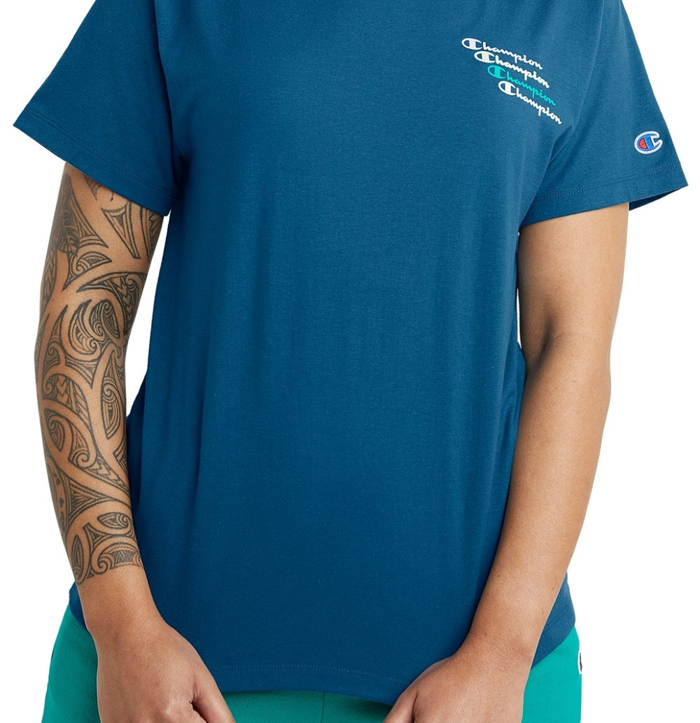 Camiseta Champion Feminina Clássica Azul Tamanho X-S