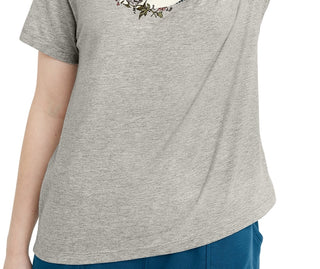 Camiseta clássica com estampa gráfica Champion feminina, cinza, tamanho grande