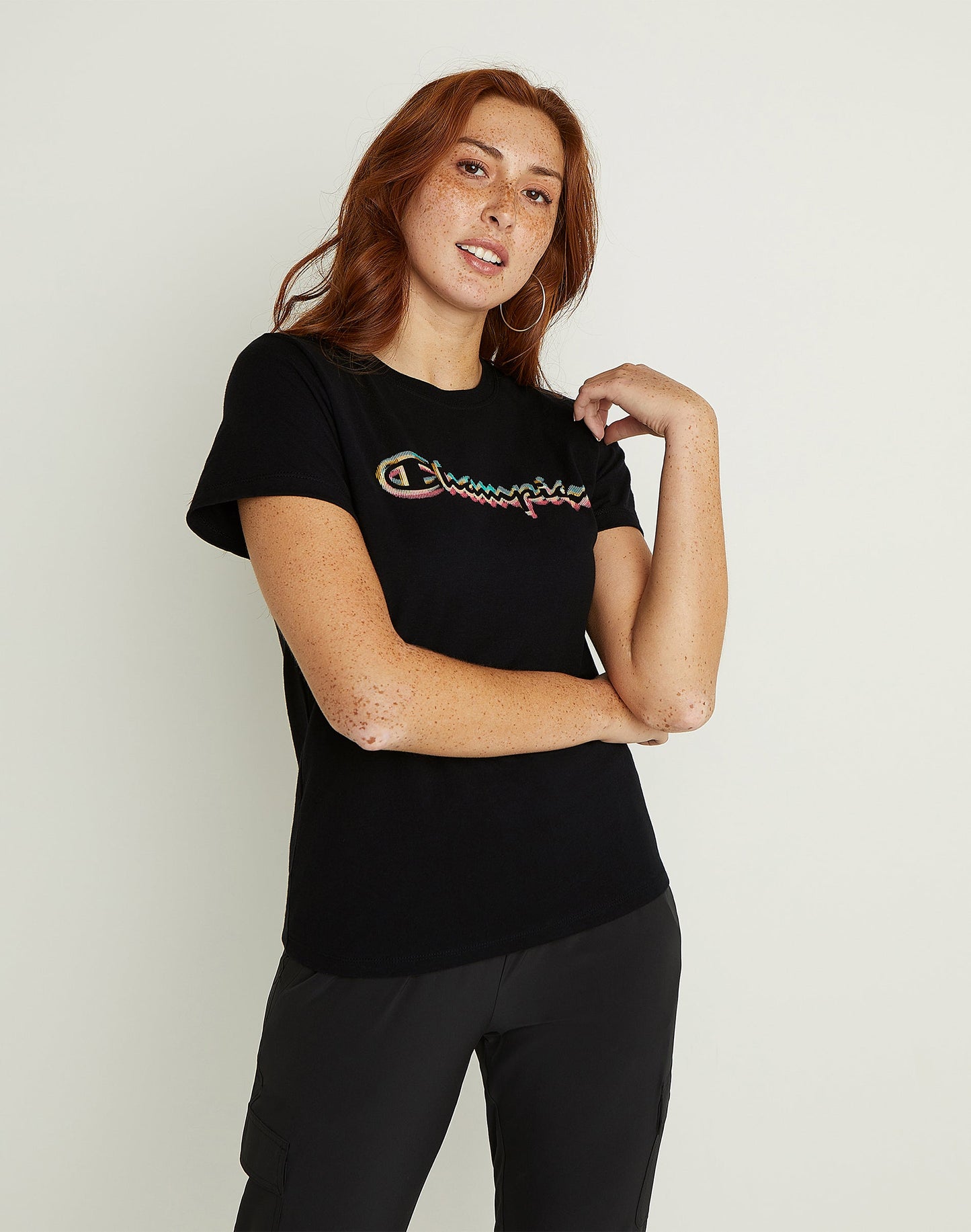 Camiseta Champion Feminina Classic Logo Preta Tamanho X P