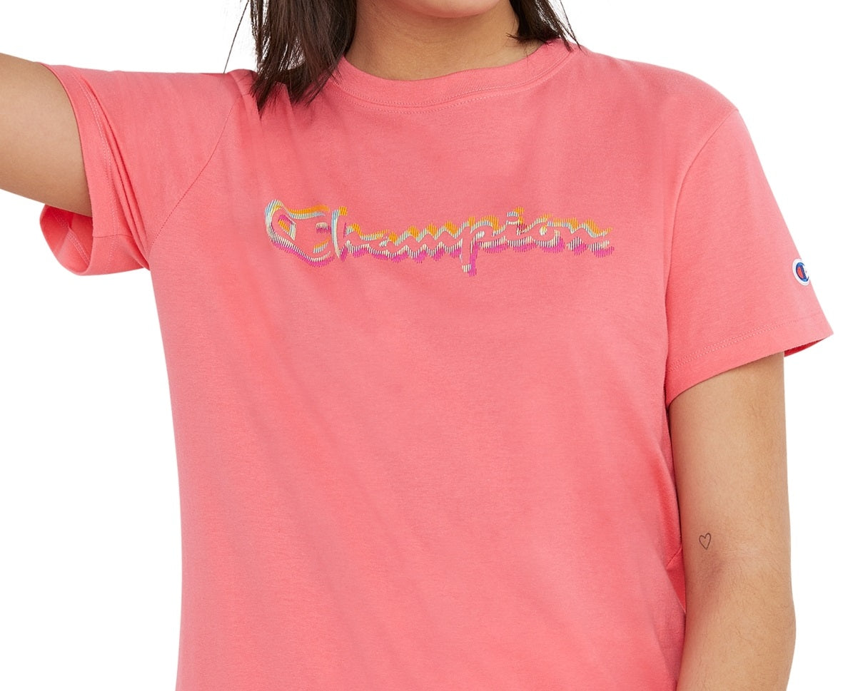 Camiseta Champion Classic Logo Feminina Rosa