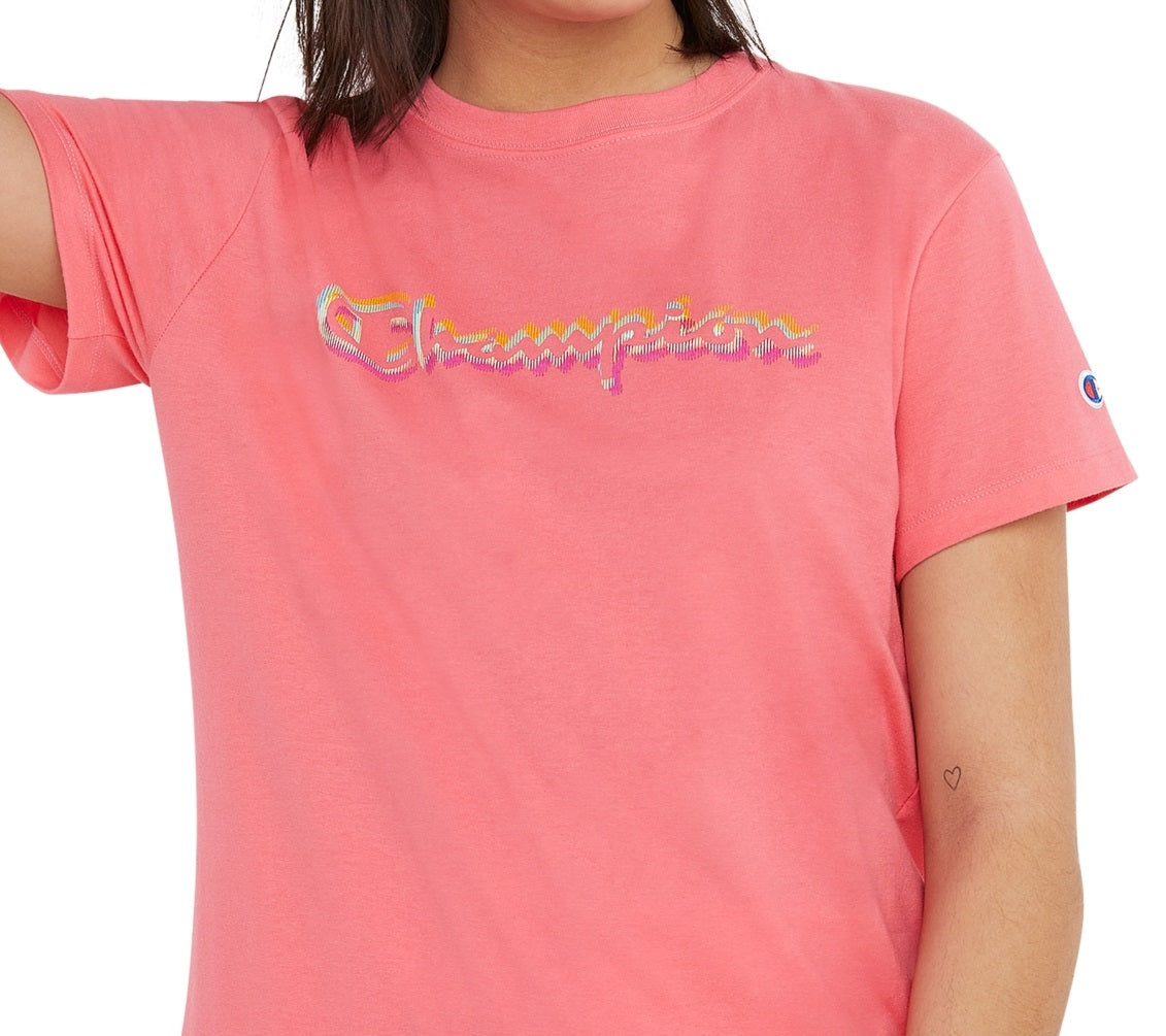 Camiseta Champion Classic Logo Feminina Rosa