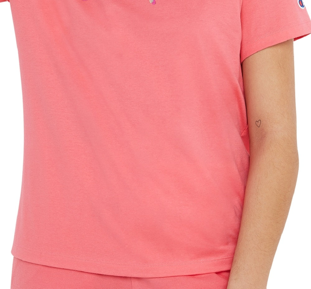 Camiseta Champion Classic Logo Feminina Rosa Tamanho XG