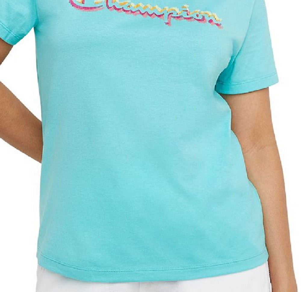 Camiseta Champion Feminina Classic Logo Azul Tamanho XXG