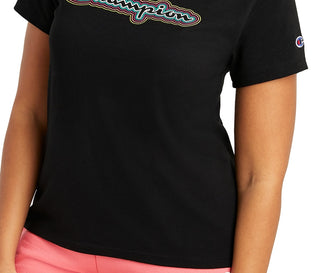 Camiseta Champion Classic Feminina Manga Curta Preta Tamanho Grande