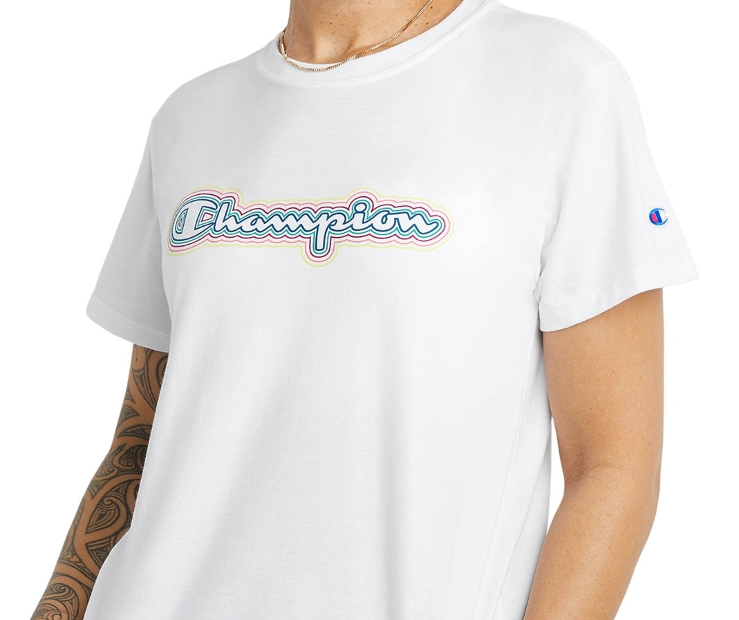 Camiseta feminina Champion Classic manga curta branca tamanho grande