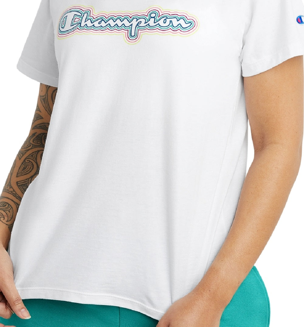 Camiseta feminina Champion Classic manga curta branca tamanho grande