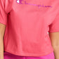 Camiseta curta feminina Champion com logo rosa, tamanho grande