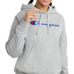 Moletom com capuz Champion feminino com logotipo relaxado, cinza, tamanho grande