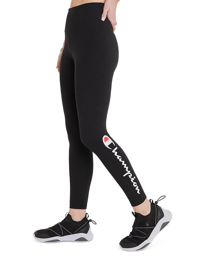Leggings Champion Femininas com Logotipo Autêntico, Pretas, Tamanho Pequeno