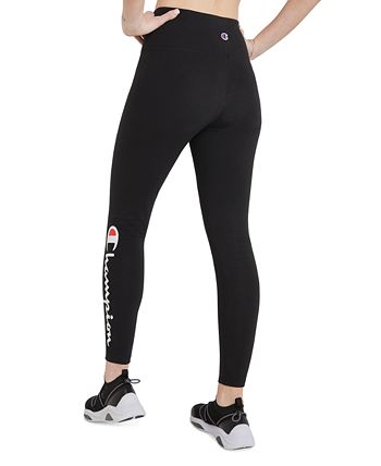 Leggings Champion Femininas com Logotipo Autêntico, Pretas, Tamanho Pequeno