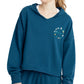 Moletom com capuz Champion Campus French Terry feminino, azul, tamanho grande