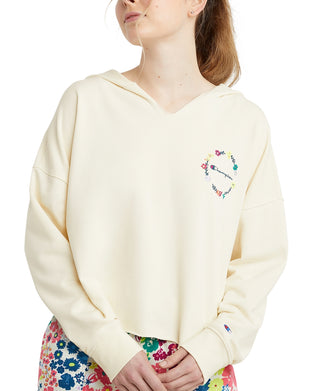 Moletom com capuz Champion Campus French Terry feminino, branco, tamanho G