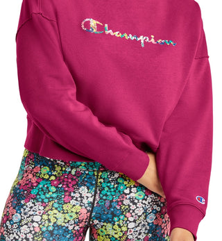 Moletom com logotipo French Terry Champion feminino, rosa, tamanho médio