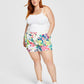 Shorts femininos Champion com estampa e cordão, branco, tamanho XX-G