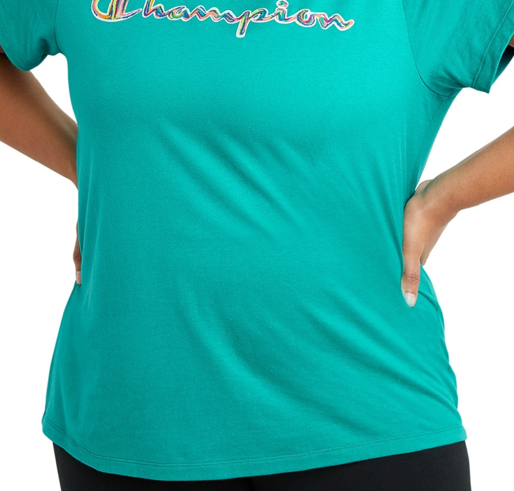 Camiseta Champion Feminina Logo Verde Tamanho XX-G