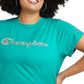 Camiseta feminina Champion com logotipo, verde, tamanho 3X