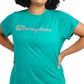 Camiseta feminina Champion com logotipo, verde, tamanho 3X