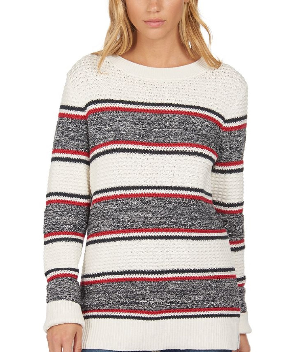 Blusa listrada de algodão Merseyside feminina Barbour, branca, tamanho 14