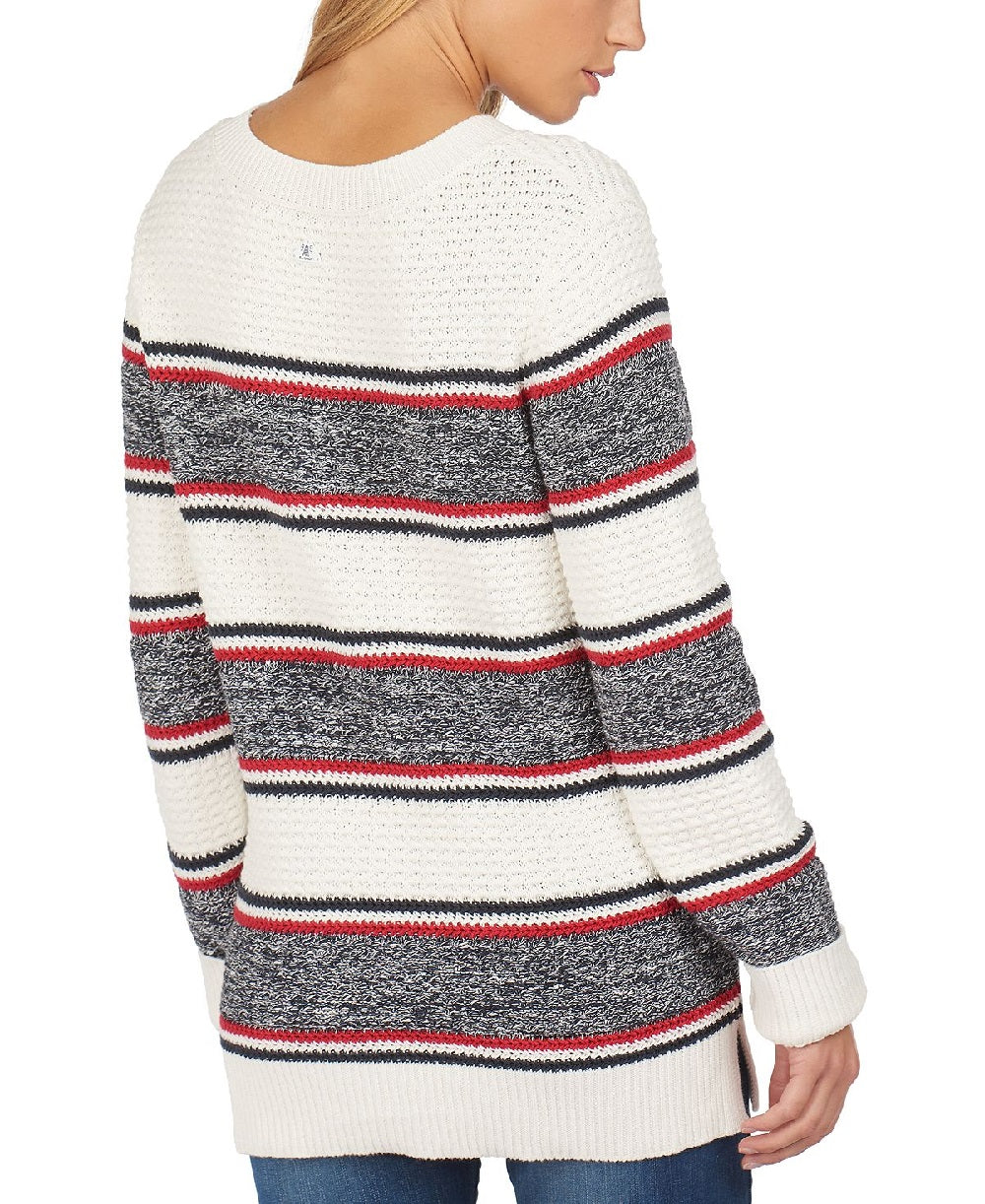 Blusa listrada de algodão Merseyside feminina Barbour, branca, tamanho 14