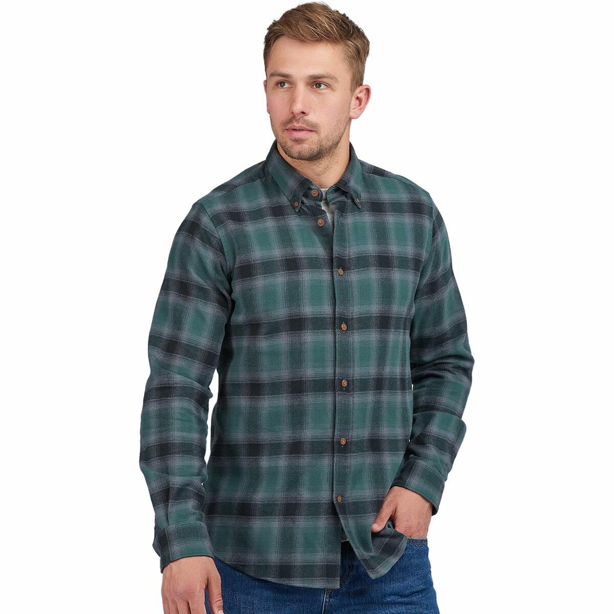 Camisa Barbour Joshua Masculina Verde Tamanho Médio