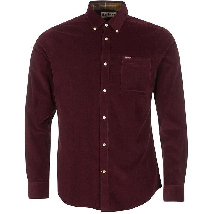 Camisa Barbour Ramsey Tailored Fit de veludo cotelê masculina vermelha tamanho pequeno