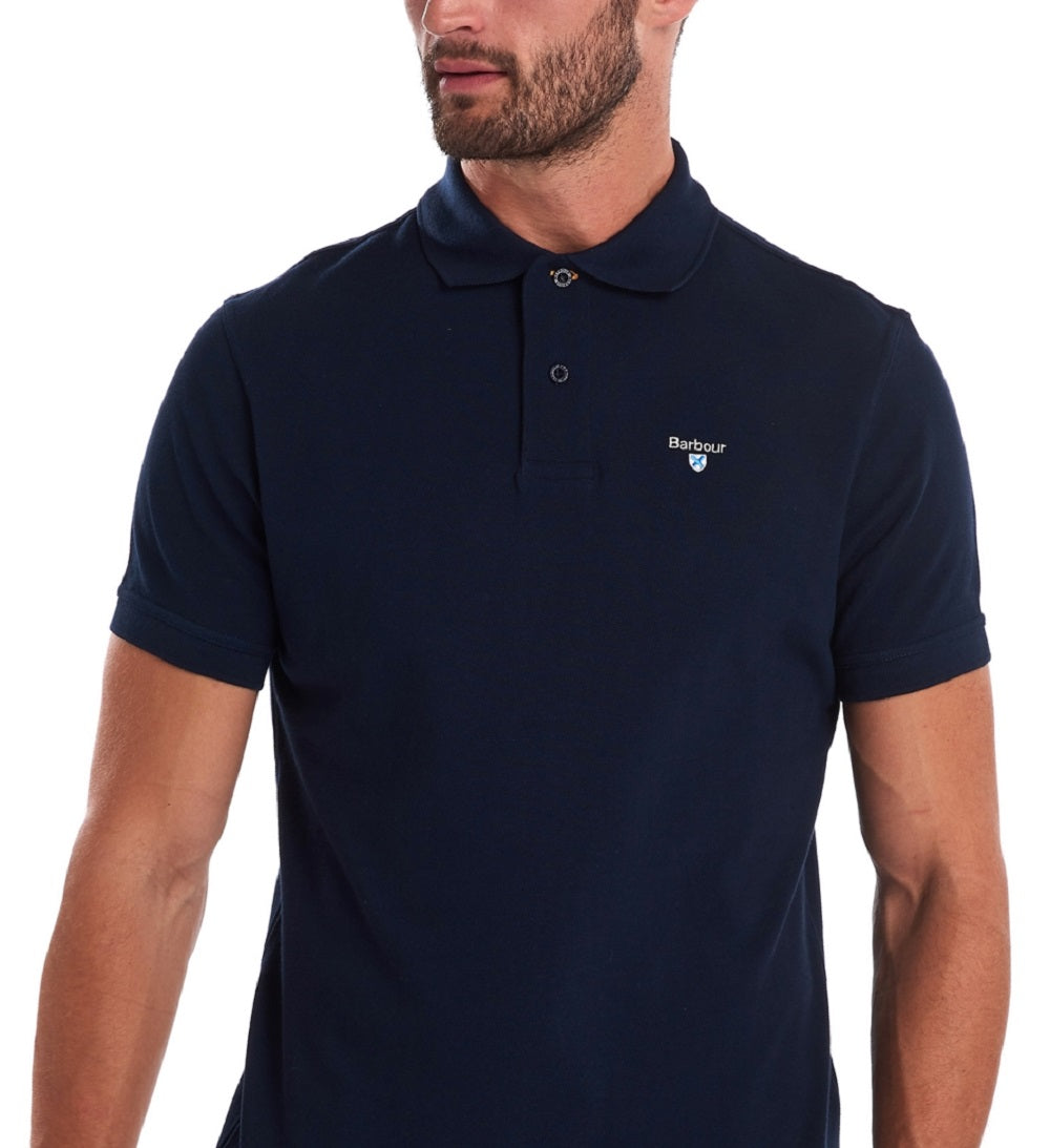 Camisa polo masculina Barbour Tartan Piquet Azul, tamanho médio