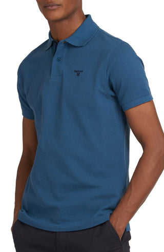 Camisa polo masculina Barbour Tartan Piquet Azul, tamanho médio
