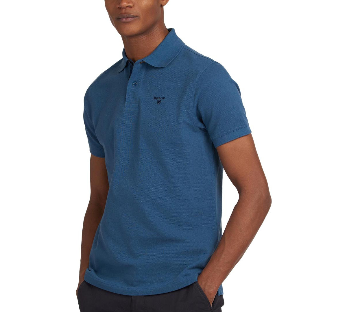 Camisa polo masculina Barbour Tartan Piquet Denim Azul Tamanho X-G