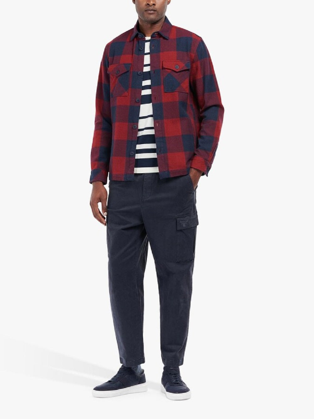 Camisa Barbour Hordon Over Masculina Azul Tamanho Grande