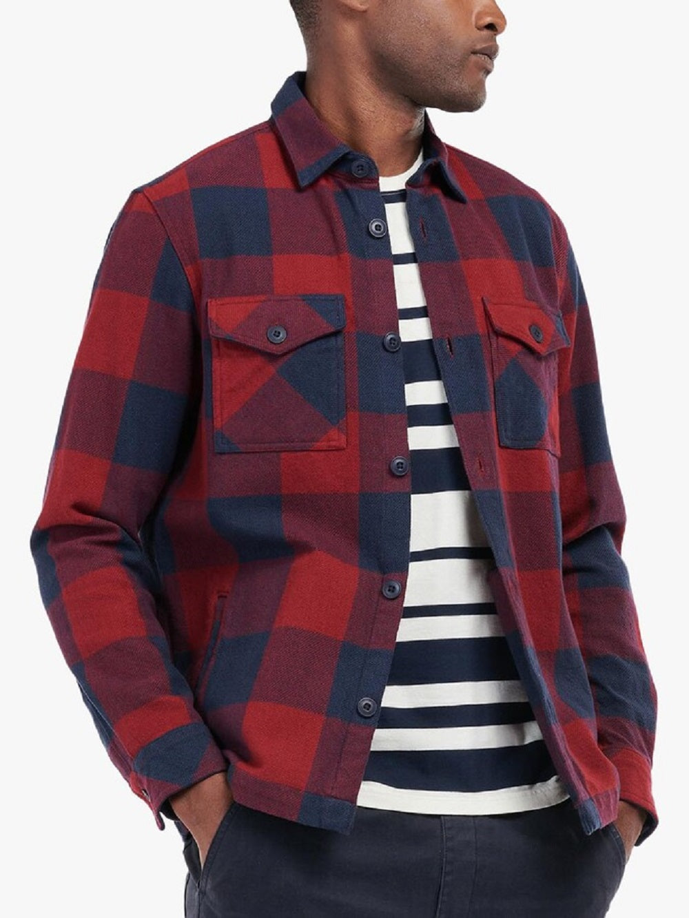 Camisa Barbour Hordon Over Masculina Azul Tamanho Grande