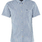 Camisa Barbour Masculina Fit Check Algodão Manga Curta Botão Azul Tamanho Grande