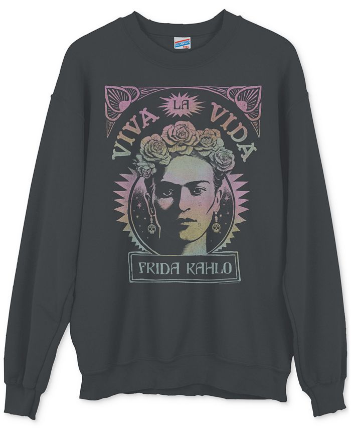 Moletom com estampa Frida Kahlo feminino Junk Food, preto, tamanho grande