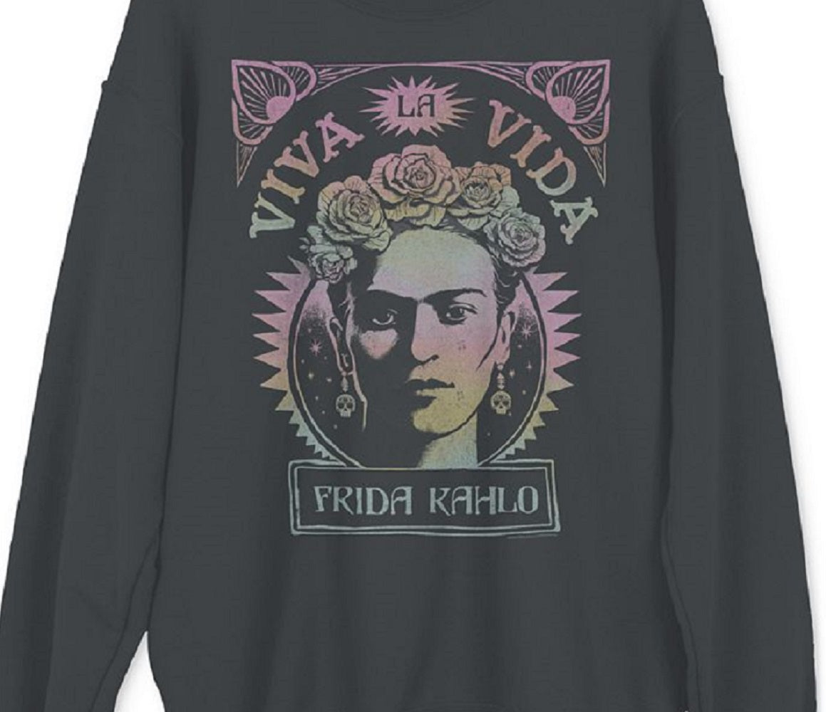 Moletom com estampa Frida Kahlo feminino Junk Food, preto, tamanho grande