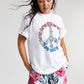 Camiseta feminina Junk Food com estampa elástica e gola redonda, tamanho médio, branca