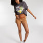 Camiseta feminina de gola redonda Junk Food, cinza, tamanho pequeno