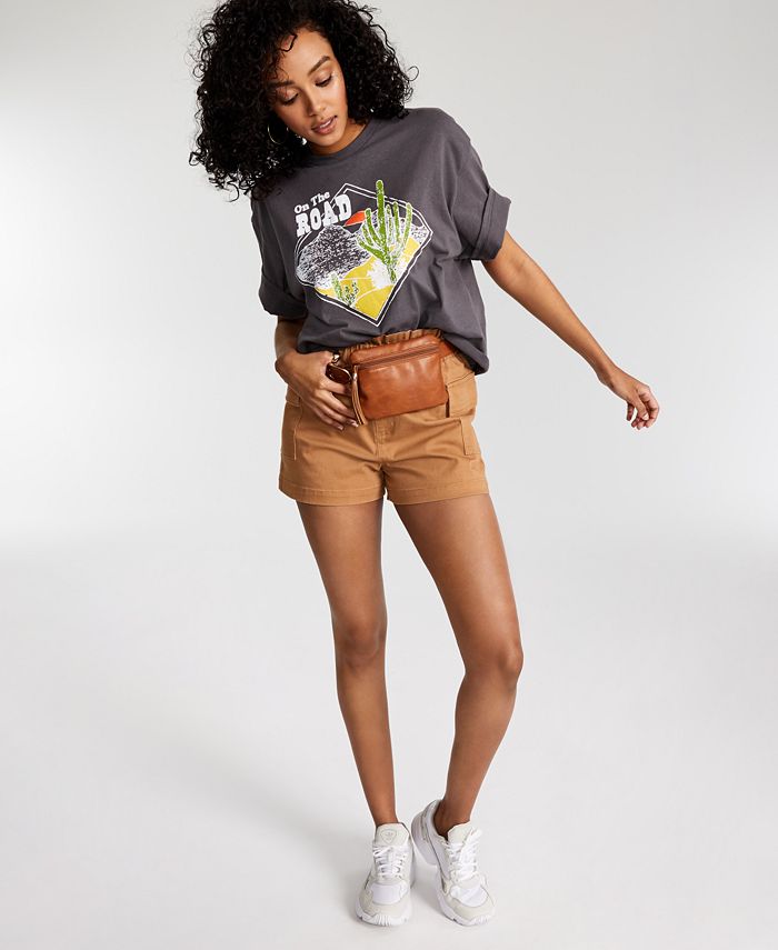 Camiseta feminina de gola redonda Junk Food, cinza, tamanho pequeno