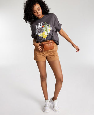 Camiseta feminina de gola redonda Junk Food, cinza, tamanho pequeno