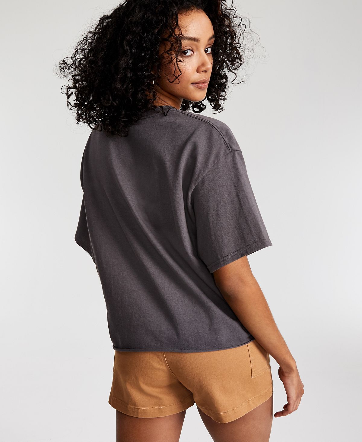 Camiseta feminina de gola redonda Junk Food, cinza, tamanho pequeno