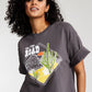 Camiseta feminina de gola redonda Junk Food, cinza, tamanho pequeno