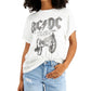 Camiseta Junk Food Acdc Algodão Feminina Branca Tamanho Grande