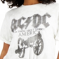 Camiseta Junk Food Acdc Algodão Feminina Branca Tamanho Grande