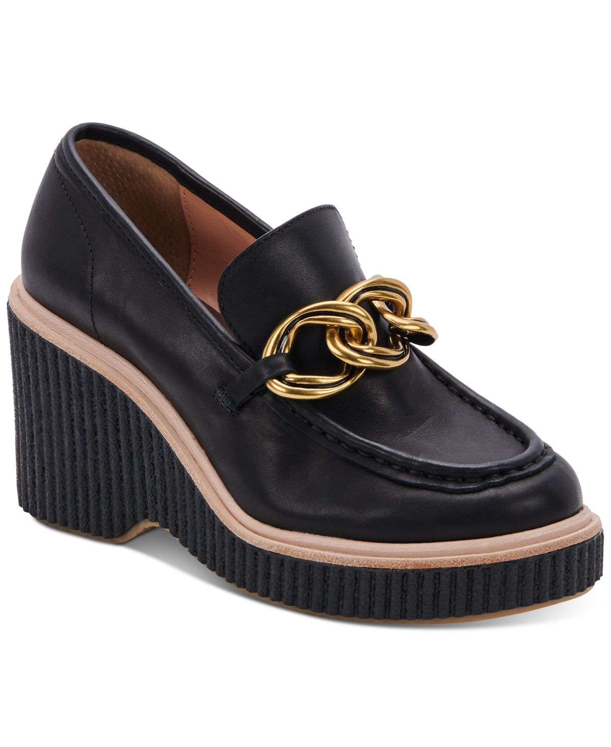Mocassim plataforma Brenan feminino Dolce Vita em couro preto, tamanho 7,5 M