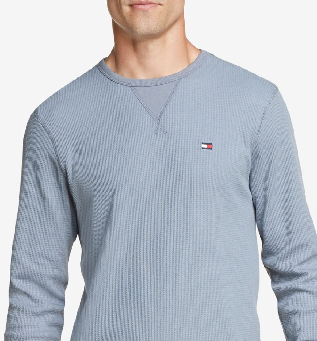 Camisa térmica masculina Tommy Hilfiger manga comprida cinza tamanho médio